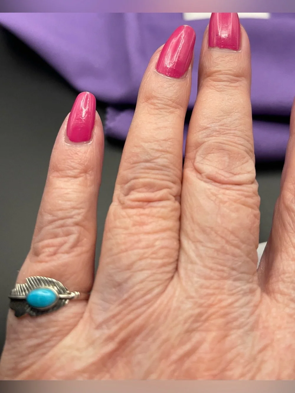 Vintage .925 Sterling silver dainty turquoise ring size 7